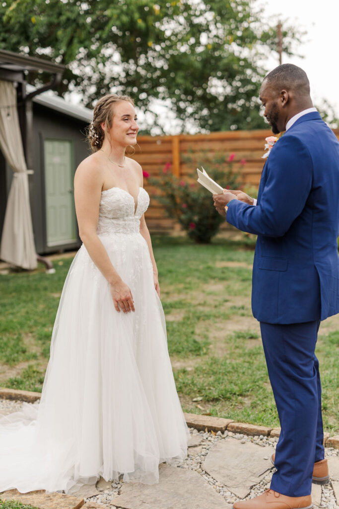 Private vows between the bride and the groom at The Marmalade Lily