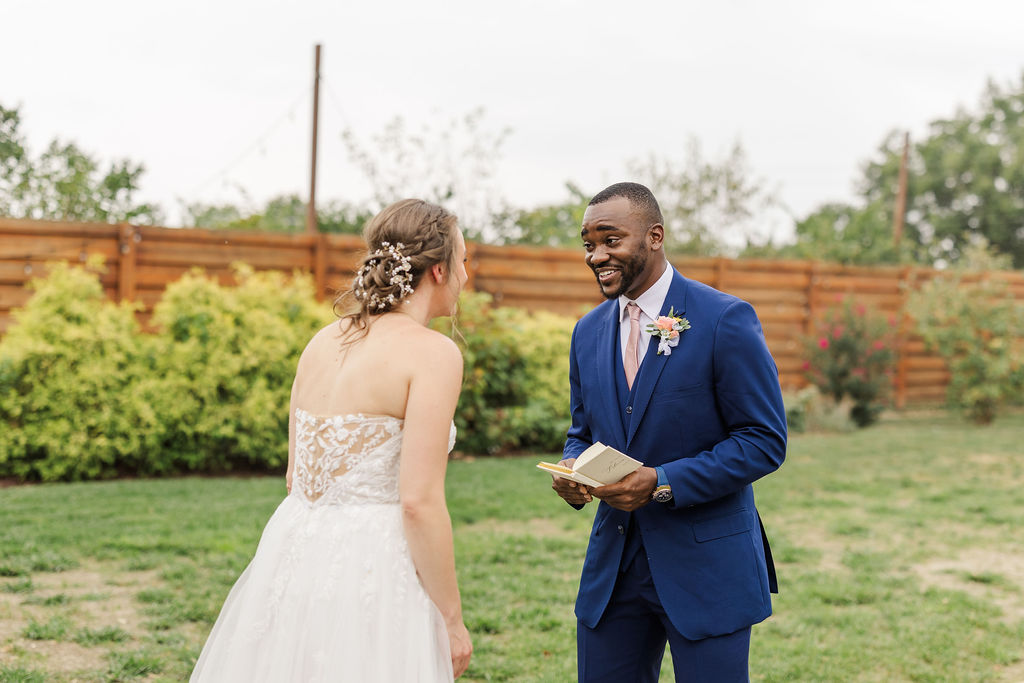 Private vows between the bride and the groom at The Marmalade Lily