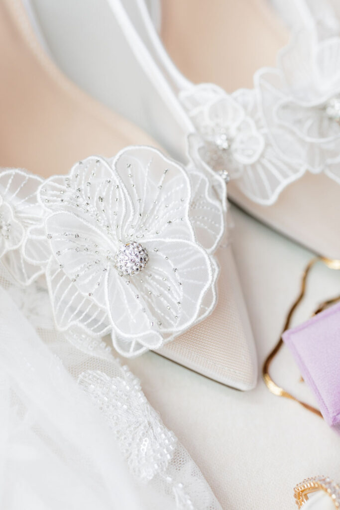 Detail shot of shoes from wedding at The Marmalade Lily