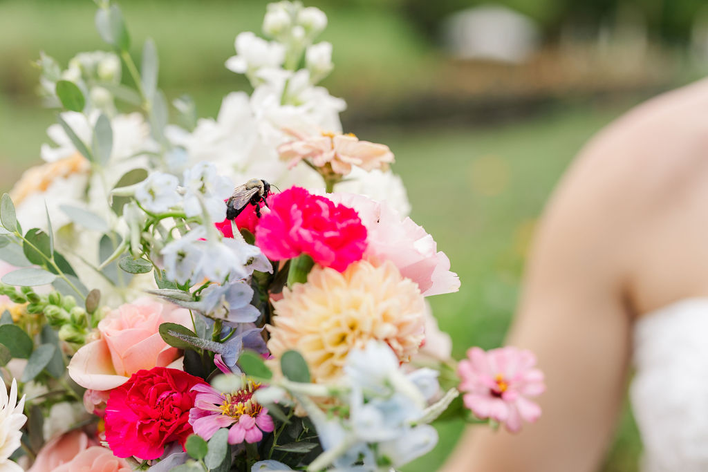 Bumblebee on bridal bouquet at the marmalade lily